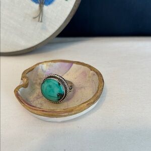 Vintage Turquoise Ring Bold BoHo Sterling Silver 925 Ring